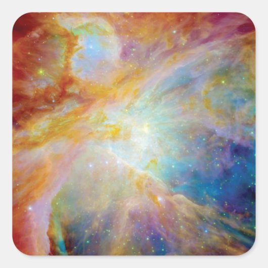 オリオン星雲ハッブルスピッツァー宇宙望遠鏡宇宙写真 スクエアシール (正面)