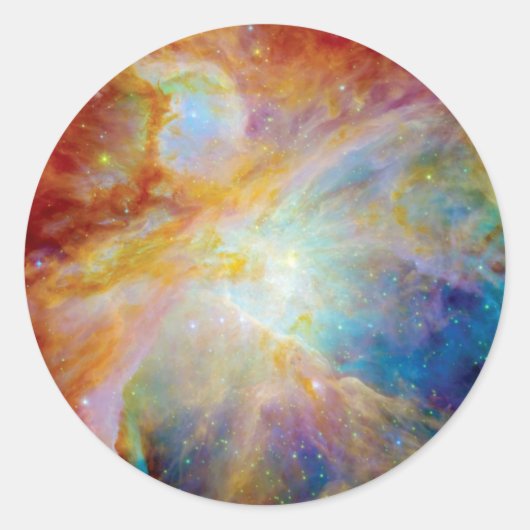 オリオン星雲 ハッブル スピッツァー 宇宙望遠鏡 宇宙写真 ラウンドシール (正面)