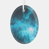 オリオン星雲、青い光、天文学。 ガラスオーナメント (正面左)