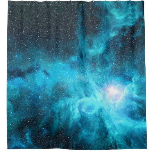 オリオン星雲、青い光、天文学。 シャワーカーテン (正面)