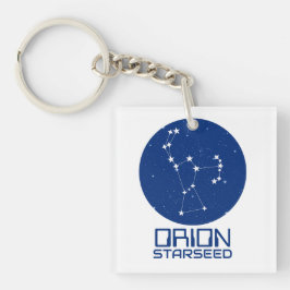 オリオン・スターシード・キーチェーン - ブルー&ホワイト デザイン キーホルダー