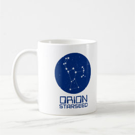 オリオン・スターシード・マグ – 青と白の宇宙デザイン コーヒーマグカップ