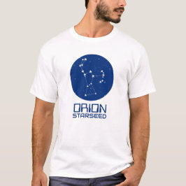 オリオン・スターシードTシャツ - ブルー&ホワイト デザイン Tシャツ