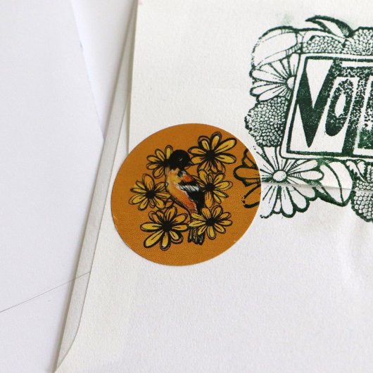 オリオールアートかわいい鳥のウォッチャーデザインフローラ鳥 ラウンドシール