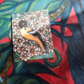 オリオールバードアートバードウォッチングデザインの水色 シーズンポストカード