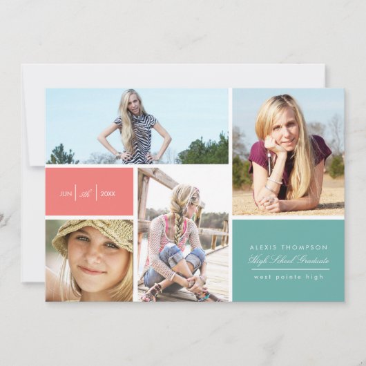 オリガミプリントのカラーブロック卒業発表 案内状 (正面)