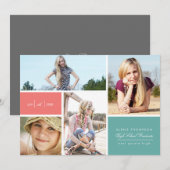 オリガミプリントのカラーブロック卒業発表 案内状 (正面/裏面)