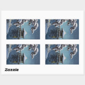 オリクールア日本河川側冬シーンアート 長方形シール (シート)