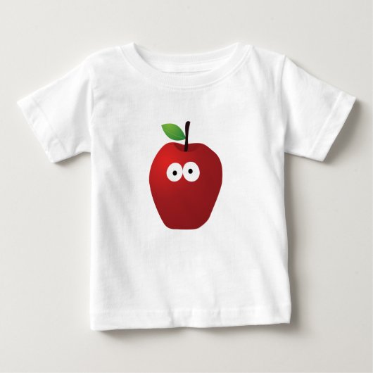 オリジナルおもしろいの目の赤りんご ベビーTシャツ (正面)