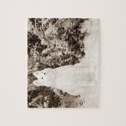 オリジナルおもしろい秋田雪だるまスノードッグ ジグソーパズル (縦)