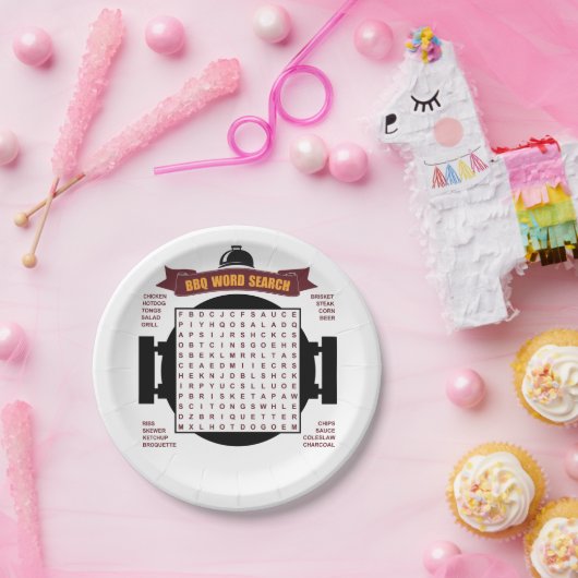 オリジナルおよびおもしろいBBQのパーティーの単語の調査は…困惑します ペーパープレート (パーティー)