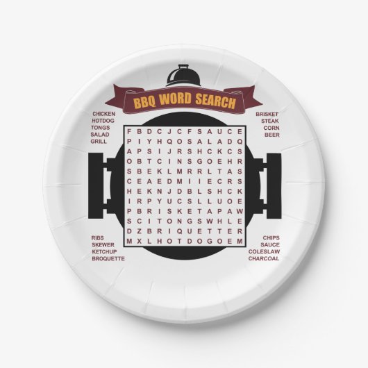 オリジナルおよびおもしろいBBQのパーティーの単語の調査は…困惑します ペーパープレート (正面)