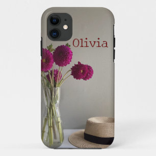 オリジナルかわいらしダリア写真+名前をカスタムする iPhone 11 ケース