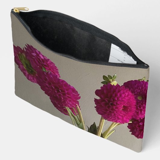 オリジナルかわいらしダリア花写真+名前をカスタムする アクセサリーポーチ (見開き)