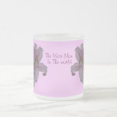 オリジナルかわいらしユリピンク色の花フローラ フロストグラスマグカップ (中央)