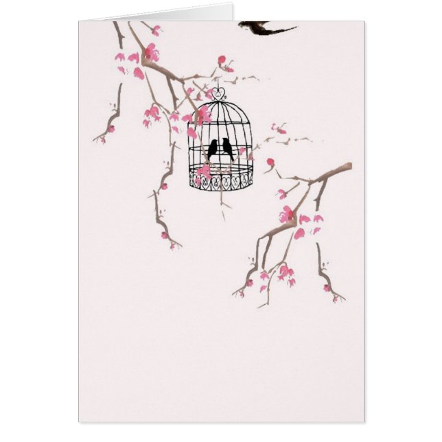 オリジナルさくらんぼの花の鳥のアートワーク (正面)