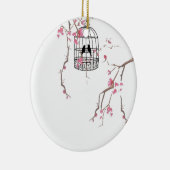 オリジナルさくらんぼの花の鳥のアートワーク セラミックオーナメント (右)