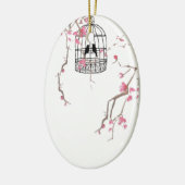 オリジナルさくらんぼの花の鳥のアートワーク セラミックオーナメント (左)