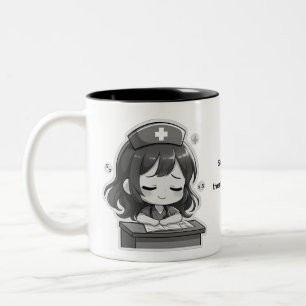 オリジナルちびナース - 少しの疲れ ツートーンマグカップ