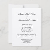 オリジナルでカスタマイズ可能なウェディングインビテーションセット 発表 招待状 (裏面)