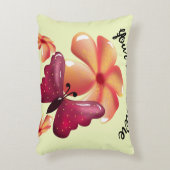 オリジナルでパーソナライズされた花の蝶 アクセントクッション (正面(垂直))
