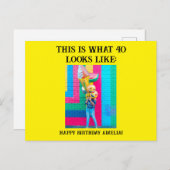 オリジナルでユーモアあふれる40歳の節目誕生日 ポストカード (正面/裏面)