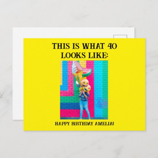 オリジナルでユーモアあふれる40歳の節目誕生日 ポストカード (正面/裏面)