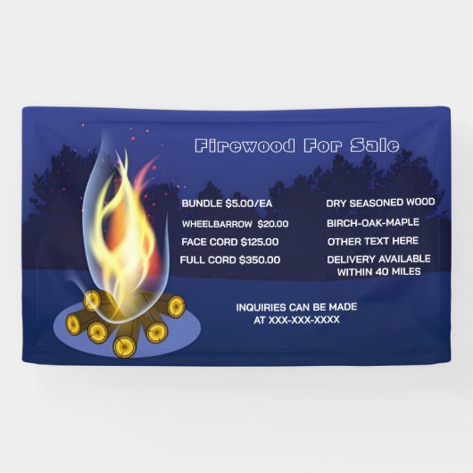 オリジナルなログバンドル販売 - 素朴な薪束 横断幕 (横)