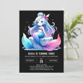 オリジナルな人魚の誕生日パーティーのデジタル招待状 招待状 (スタンド正面)