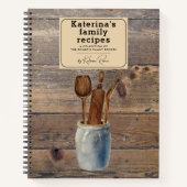 オリジナルな木製キッチン用品 ファミリーレシピ ノートブック (正面)