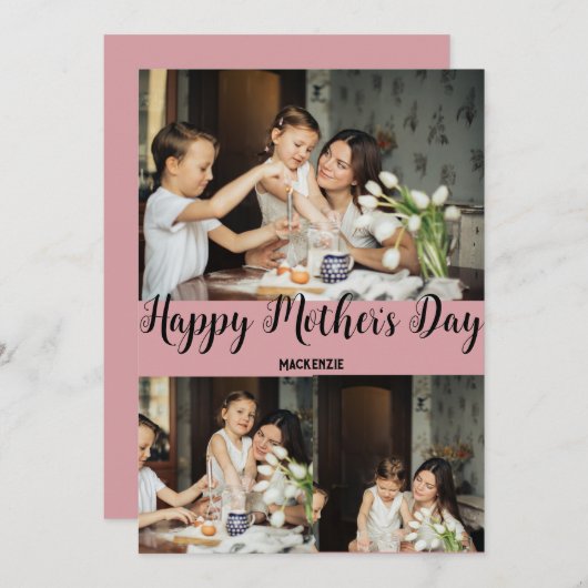 オリジナルな母の日ギフト, 3枚の写真コラージュプレゼント シーズンカード (正面/裏面)