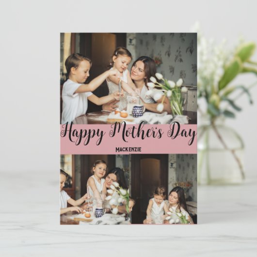 オリジナルな母の日ギフト, 3枚の写真コラージュプレゼント シーズンカード (スタンド正面)