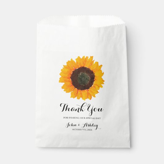 オリジナルな水彩ひまわりオータムウェディング フェイバーバッグ (正面)