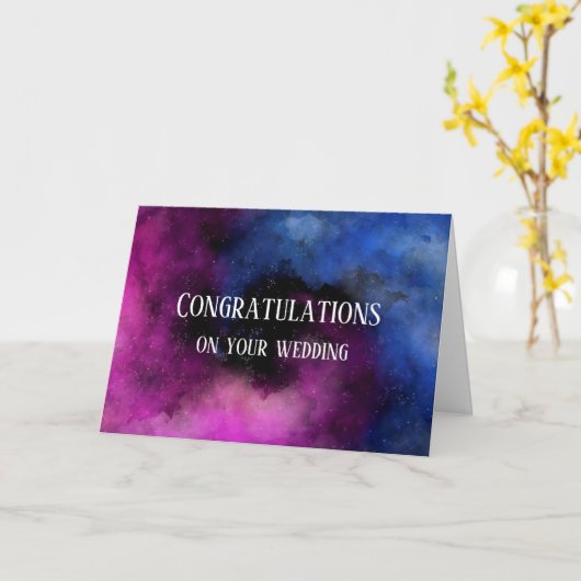 オリジナルな結婚祝い宇宙デザイン カード (黄色い花)