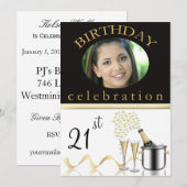 オリジナルな21歳の誕生日パーティー写真招待状 招待状 (正面/裏面)