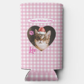 オリジナルのかわいい猫2枚の写真スクリプト クリスマス スリム缶クーラー (裏面)