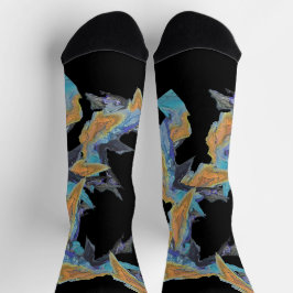 オリジナルのアートワークイン・シェード・オブ・ブルーとオレンジ ソックス