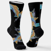 オリジナルのアートワークイン・シェード・オブ・ブルーとオレンジ ソックス (傾斜あり)