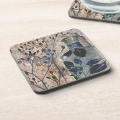 オリジナルのアートワークヴィンテージボトルとリーフ コースター (左側)