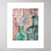 オリジナルのアートワークヴィンテージボトルとリーフ ポスター (正面)