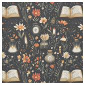 オリジナルのオレンジ色の野の花 ダークグレー ファブリック (クローズアップ)