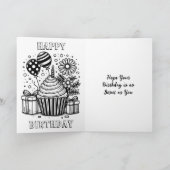 オリジナルのカップケーキとぬりえの誕生日カード カード (内部)