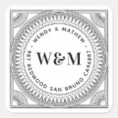 オリジナルのカップルモノグラム返信住所を作成する スクエアシール (正面)