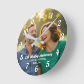 オリジナルのカップル写真を追加 25周年記念日 ラウンド壁時計 (傾斜)