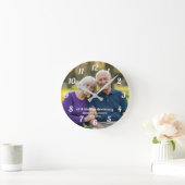 オリジナルのカップル写真を追加 65周年結婚記念日 ラウンド壁時計 (ホーム)