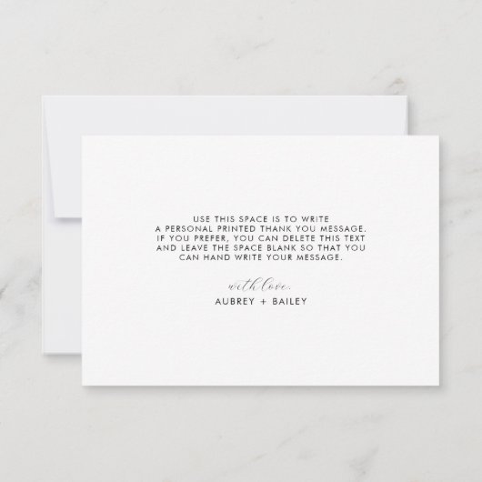 オリジナルのカリグラフィー結婚式お礼 オルネイト サンキューカード (裏面)