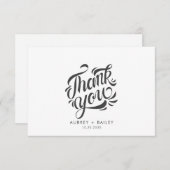 オリジナルのカリグラフィー結婚式お礼 オルネイト サンキューカード (正面/裏面)