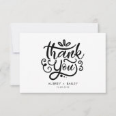 オリジナルのカリグラフィー結婚式お礼 贅沢な装飾 サンキューカード (正面)