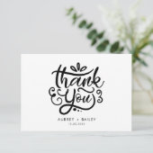 オリジナルのカリグラフィー結婚式感謝カード豪華 サンキューカード (スタンド正面)