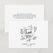 オリジナルのカリグラフィー ウェディング サンクス おしゃれ サンキューカード (正面/裏面)